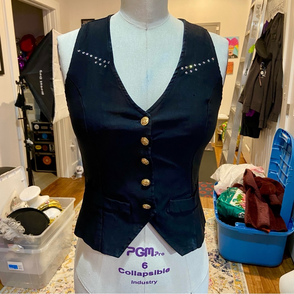 Black Vest with Gold Buttons